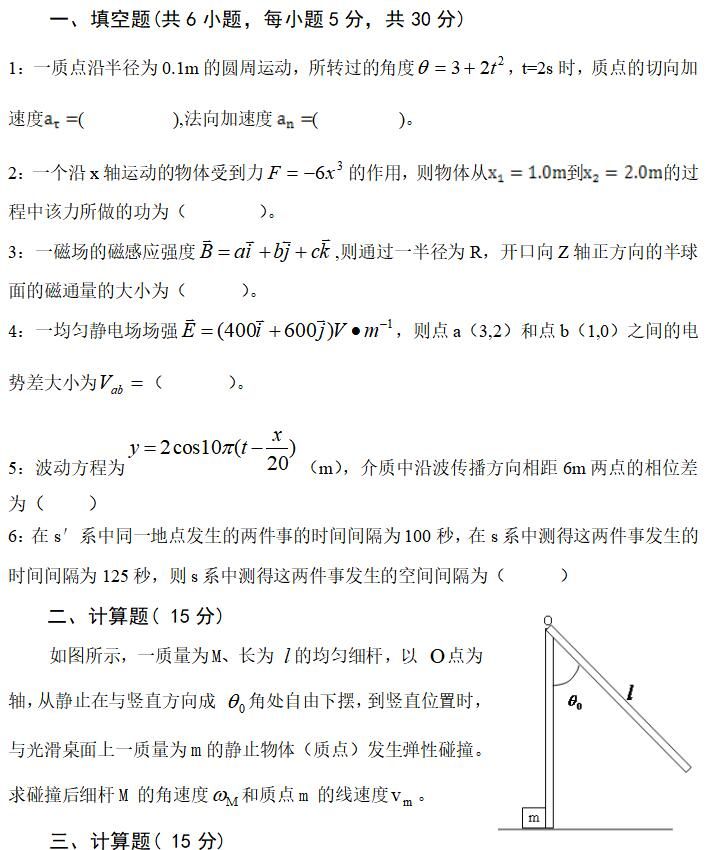 2019武汉科技大学842大学物理考研真题01