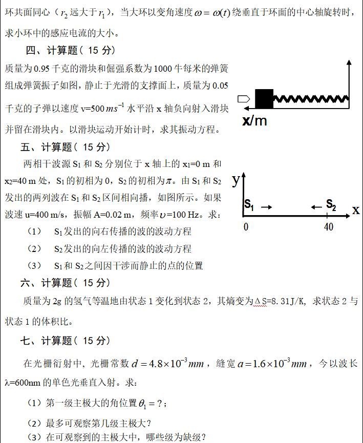 2019武汉科技大学842大学物理考研真题02